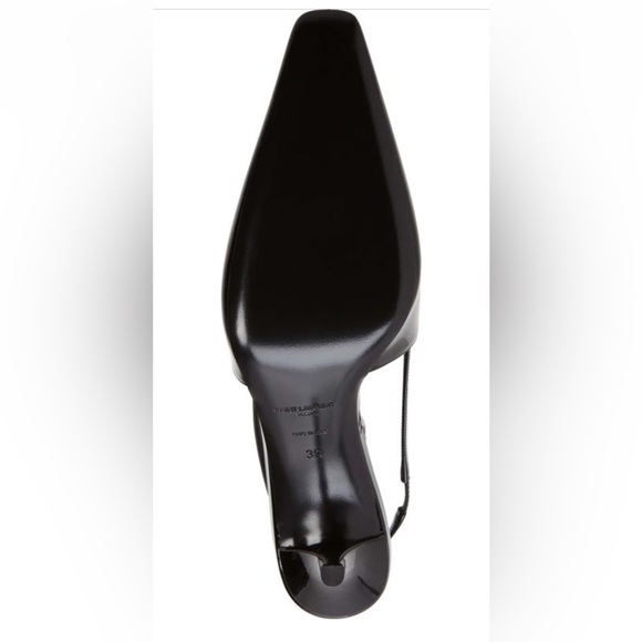 Saint Laurent Blade square toe sling back heels in patent black - Picture 7 of 8